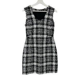 Theory Women's Sheath Dress size 2 Black/White Tweed Sleeveless SCULPT U